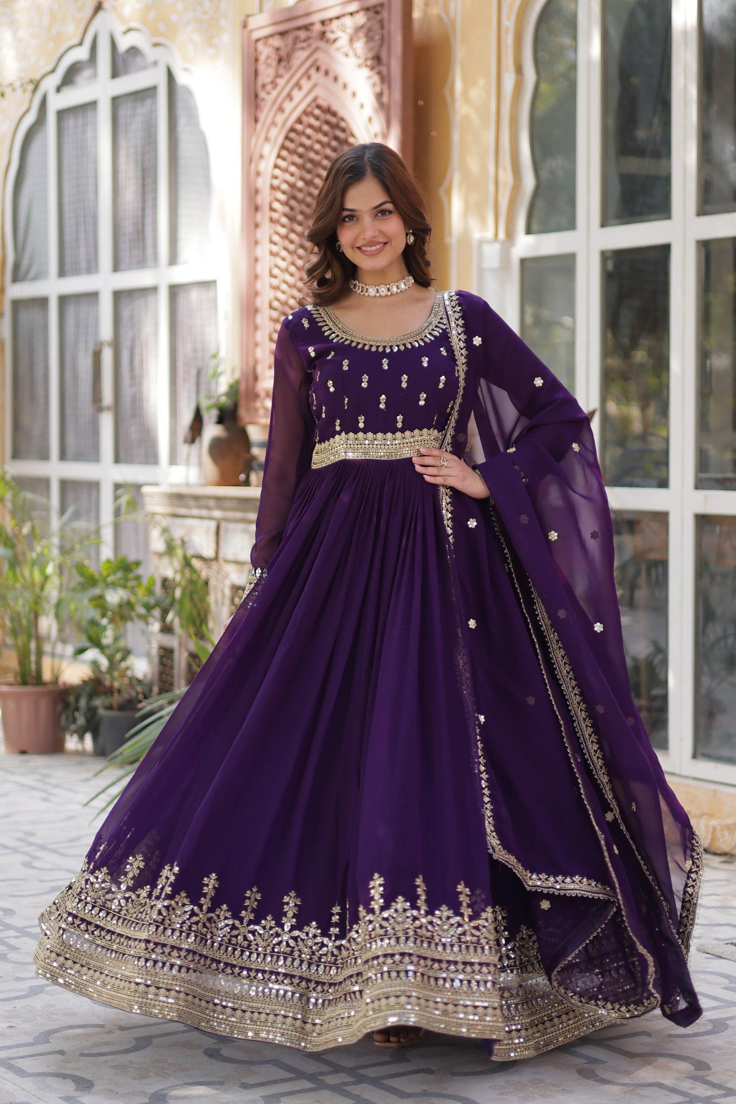 Ready-made Anarkali Gown with Exquisite Embroidery Work