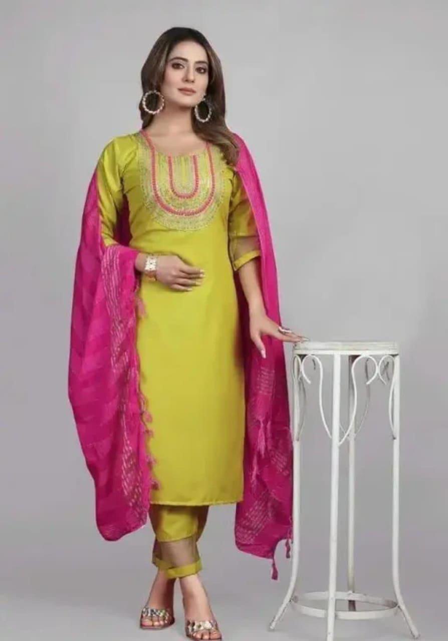 Embroidered Kurta Set with Dupatta