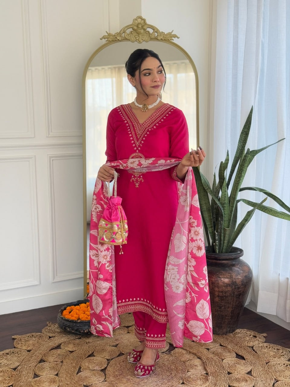 Ranili Embroidered Kurta with Pant & Dupatta