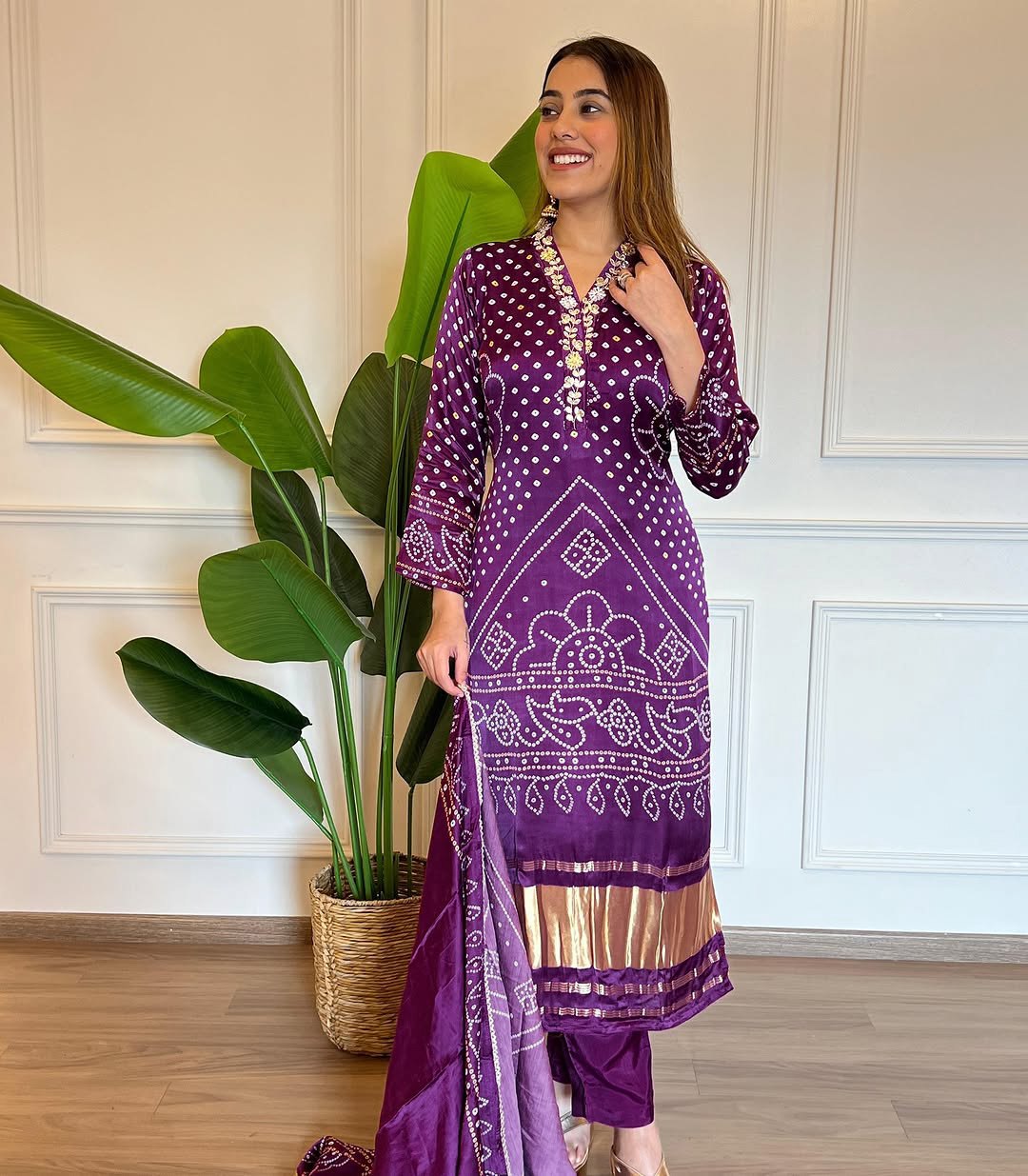 Chanderi Cotton Suit Set with Pant and Dupatta