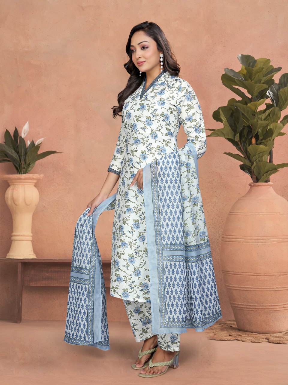 Cotton Slub Kurti Suit Set